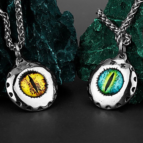 Popular Round Eye Fish Unisex Stainless Steel Pendant Necklace, GP1231492 - Picture 3 of 3